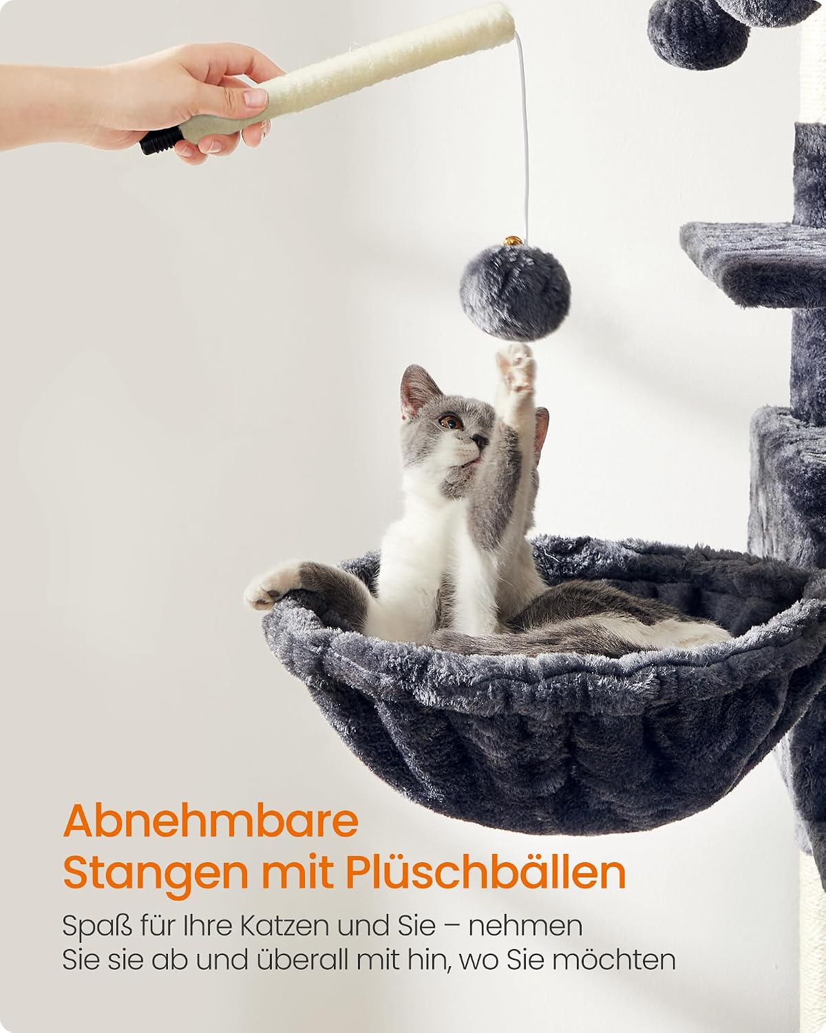 Kratzbaum XXL 164 cm Katzenbaum Rauchgrau von Songmics