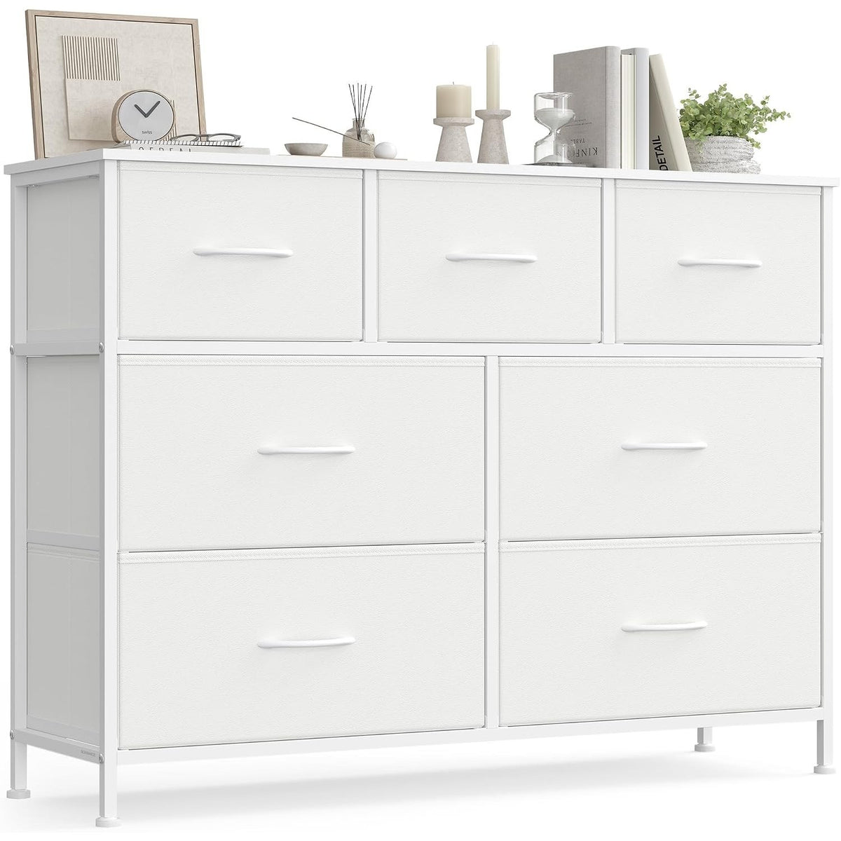Kommode 9 Schubladen 98,8x30x95,2 cm Weiss von Songmics