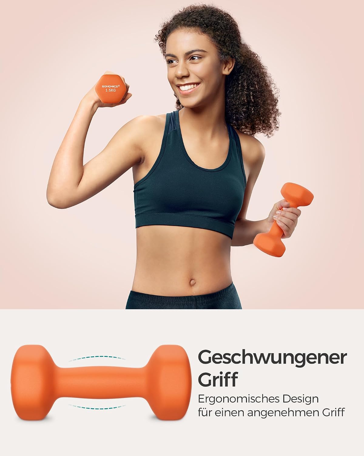 Kurzhantelset 2x1,5 kg Hanteln Neopren Orange von Songmics