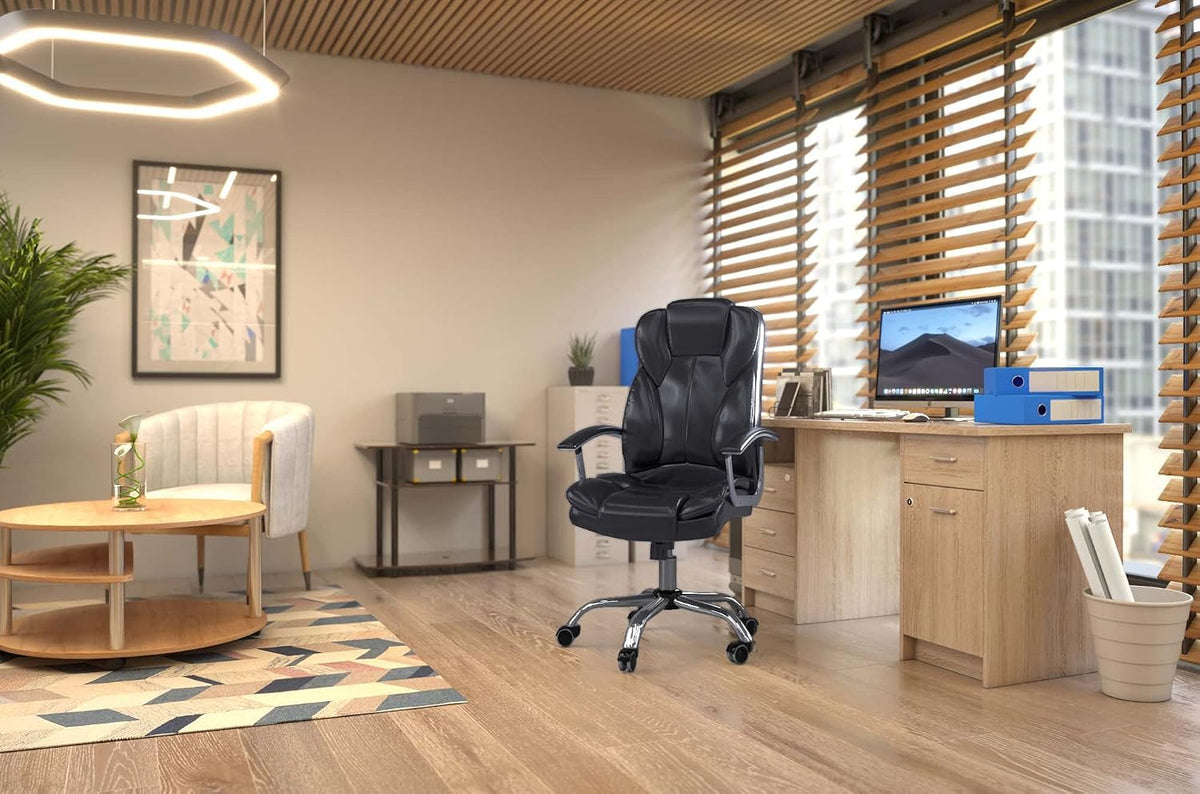 Bürostuhl ergonomisch 150 kg Schwarz Kopfstütze von Songmics