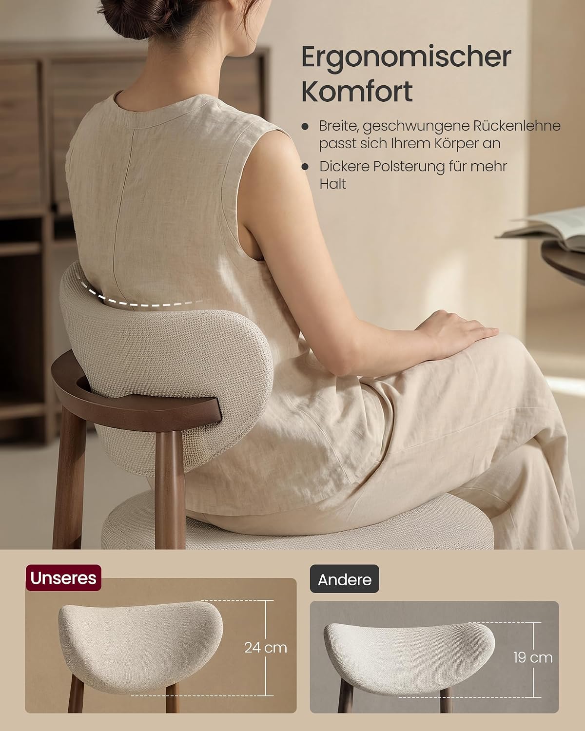 Esszimmerstühle 2er-Set Polsterstühle Cappuccino Beige von Songmics