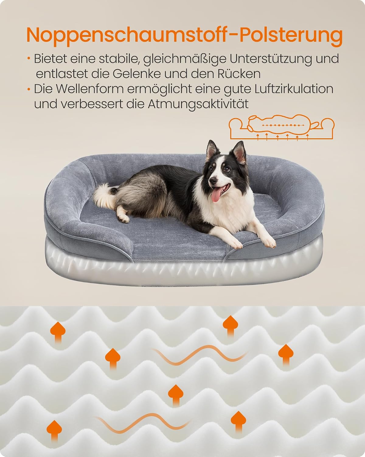 Orthopädisches Hundebett 91x68x18 cm Taubengrau von Songmics
