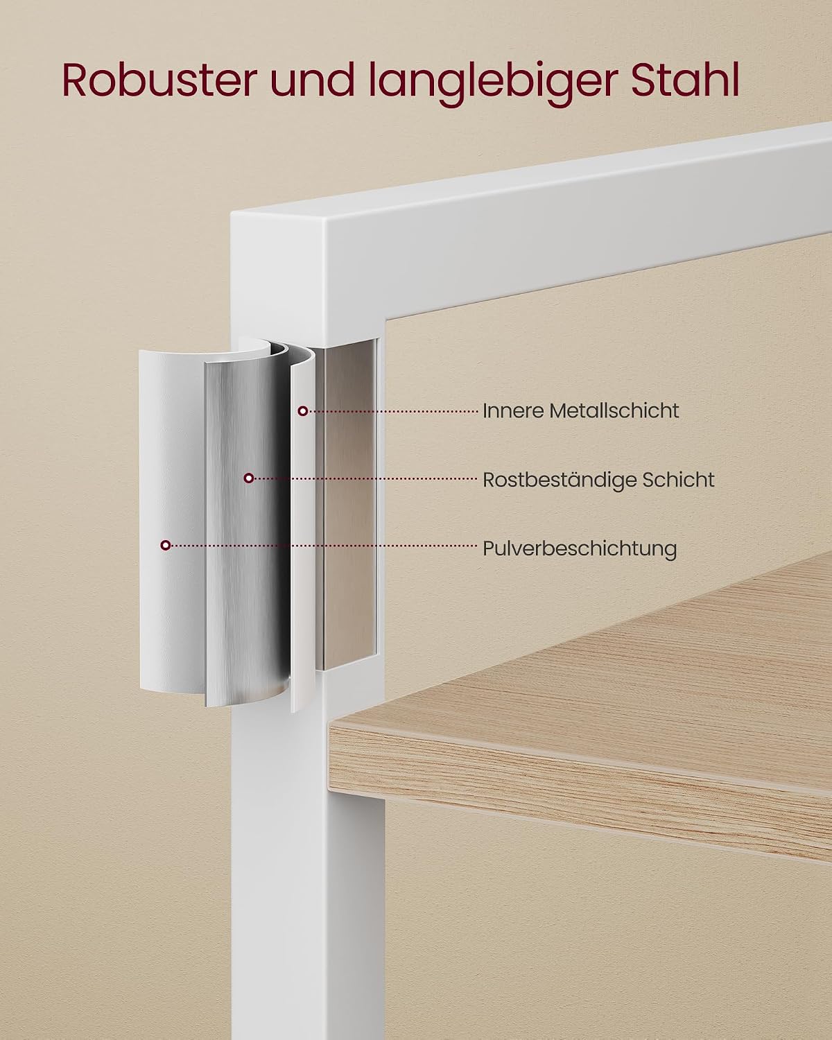 Bücherregal 6 Ebenen Standregal 30x40x186 cm Naturbeige von Songmics