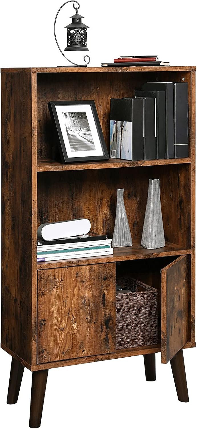 Bücherregal mit Schrank 60x30x120 cm Rustikal Braun von Songmics