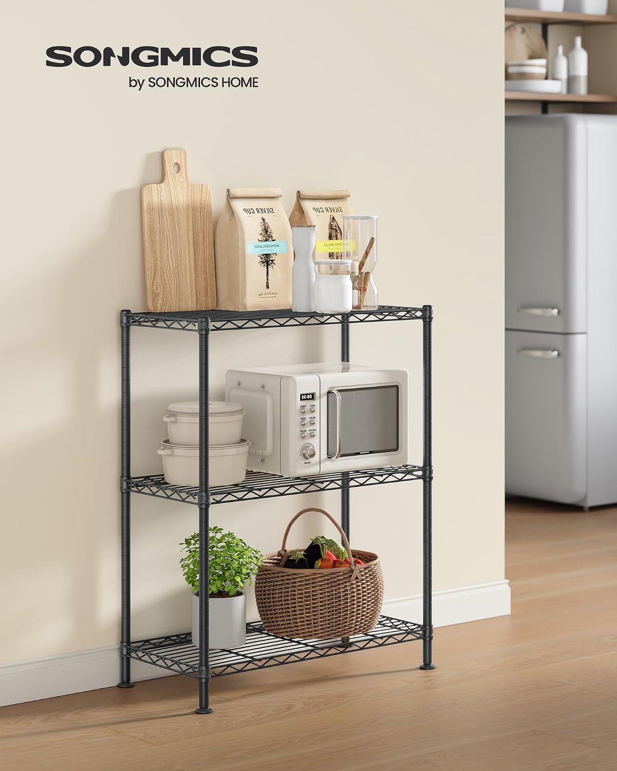 Lagerregal 3 Ablagen 60x30x77 cm Metall Schwarz von Songmics