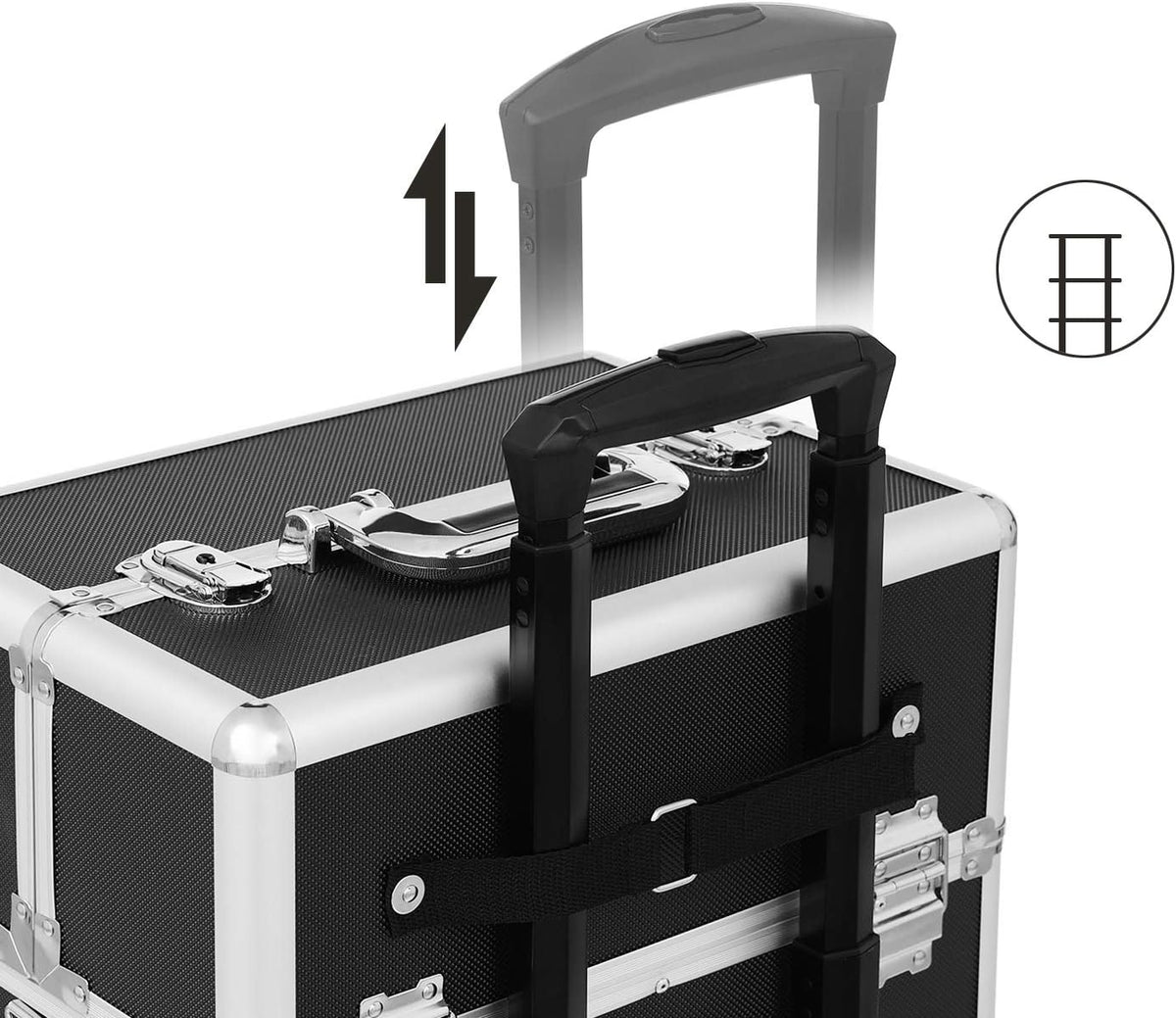 Beauty-Trolley Kosmetikkoffer 3 Ebenen 4 Rollen Schwarz von Songmics