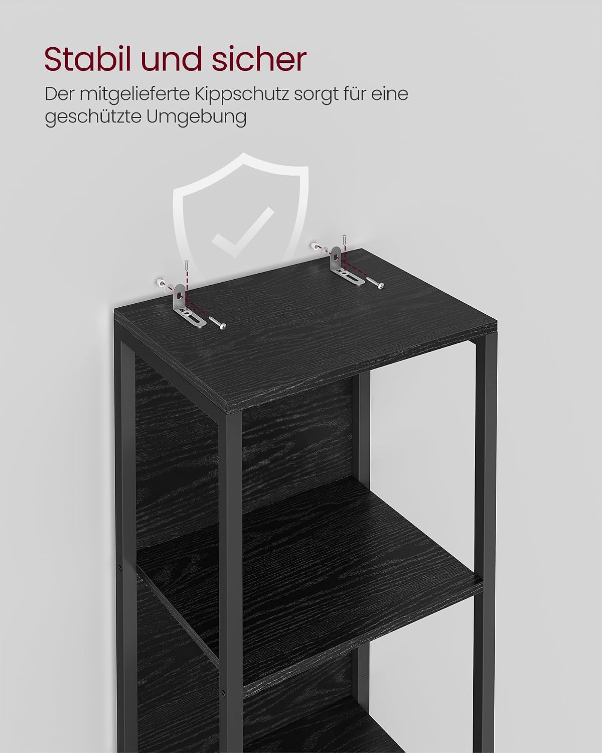 Bücherregal 6 Ablagen LED Standregal 30x40x179 cm Schwarz von guteszeug.ch