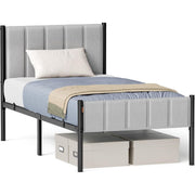 Einzelbettgestell 206x92x104 cm Stahl Taubengrau von Songmics