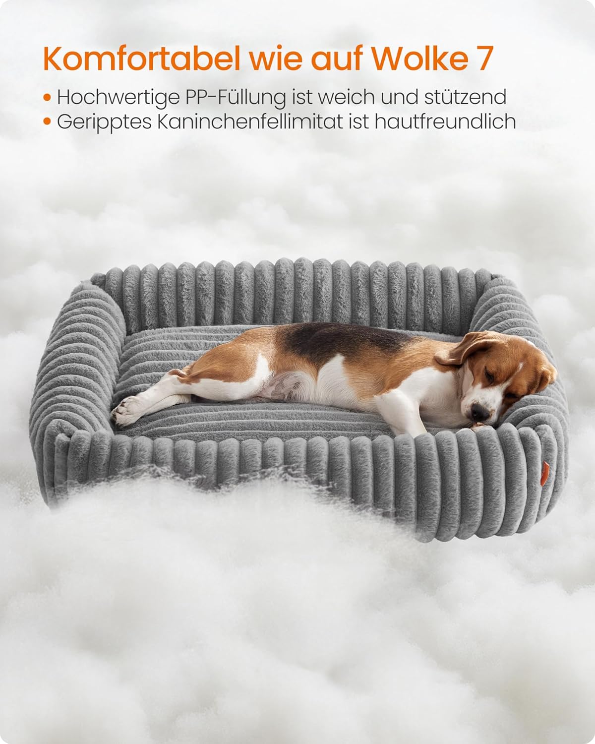 Orthopädisches Hundebett waschbar flauschig 91x68x18 cm grau von Songmics