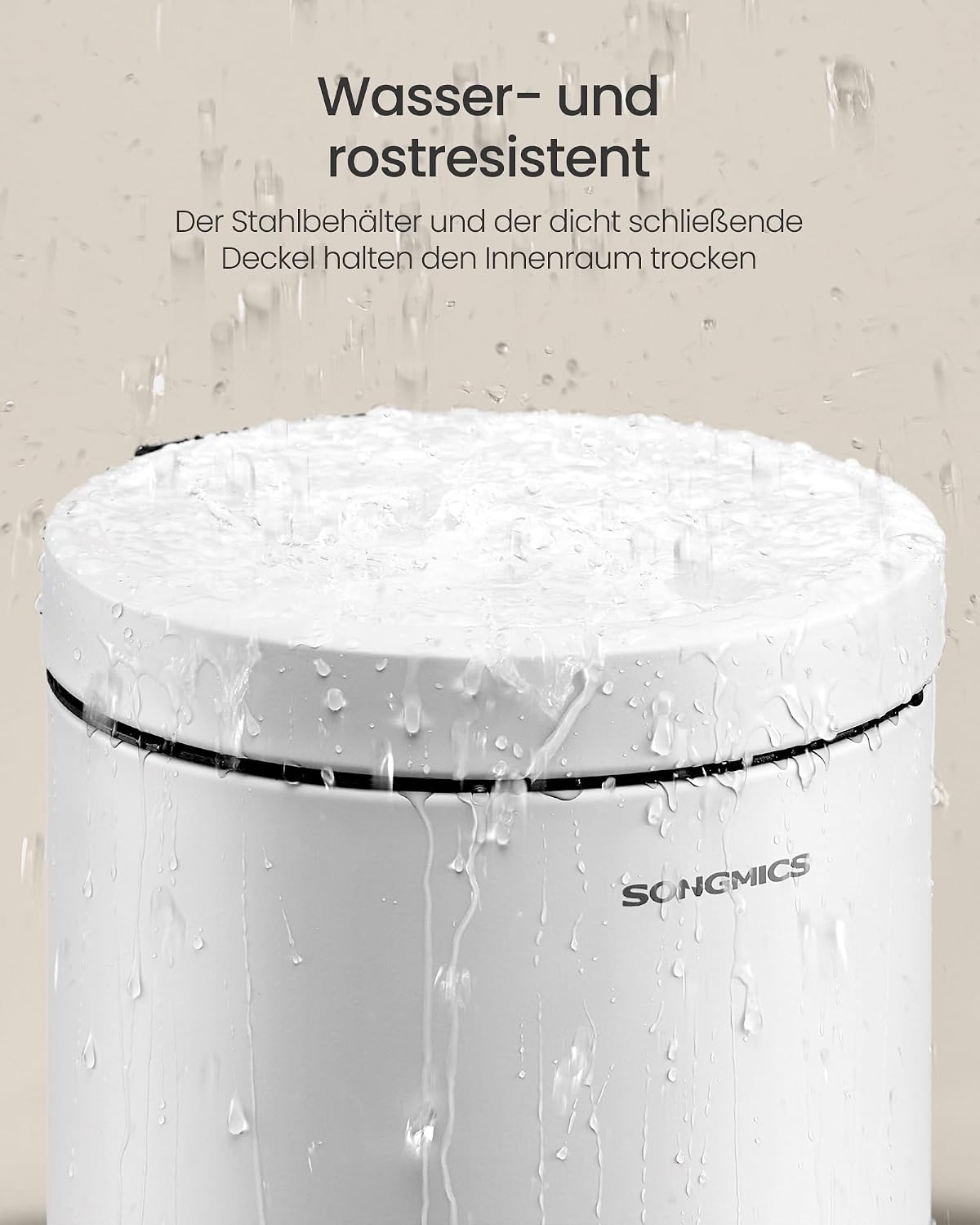 Badezimmereimer 3 l Treteimer Soft-Close Wolkenweiss von Songmics