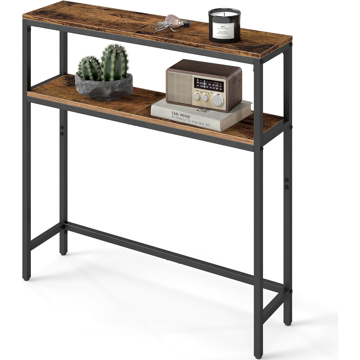 Konsolentisch schmal 2 Ablagen 80cm Flur Wohnzimmer von Songmics