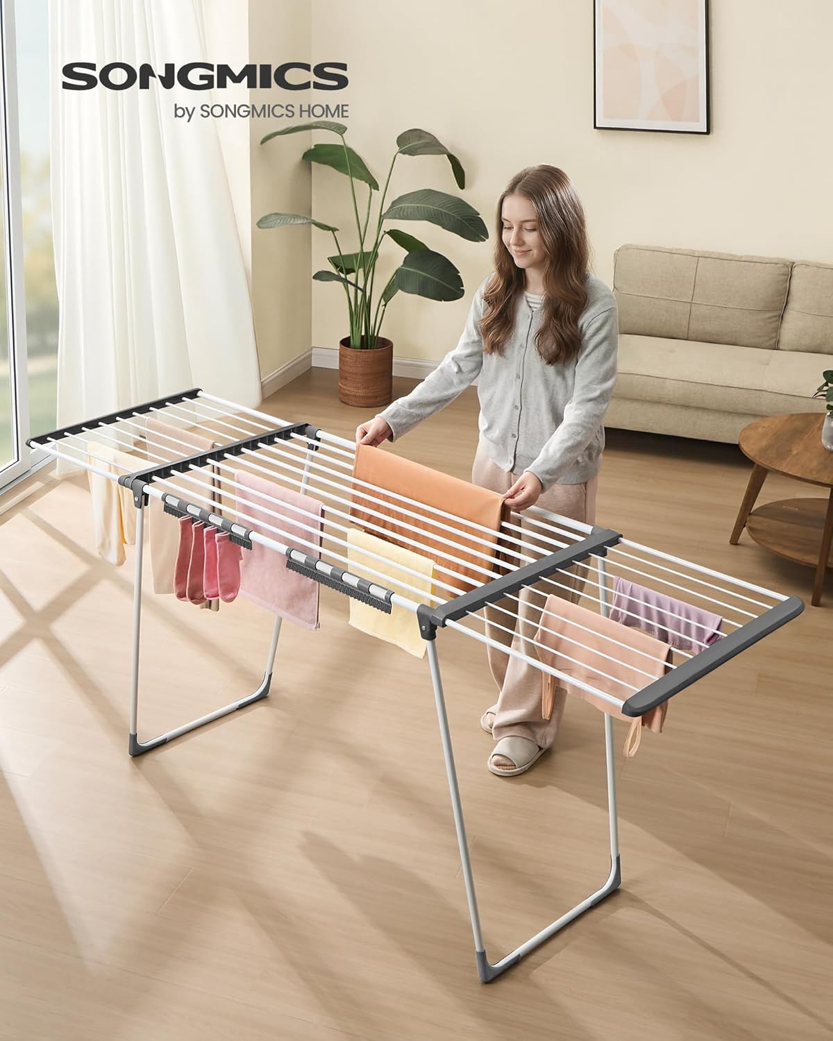 Flügelwäscheständer ausziehbar 22 m 24 kg Perlweiss von Songmics