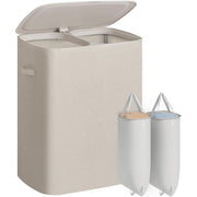 Wäschekorb 160 l 2 Fächer faltbar Cappuccino von Songmics