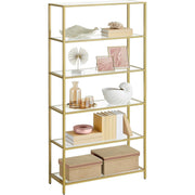 Badregal 6 Ablagen Glas Metall Gold Badezimmer Küche von Songmics