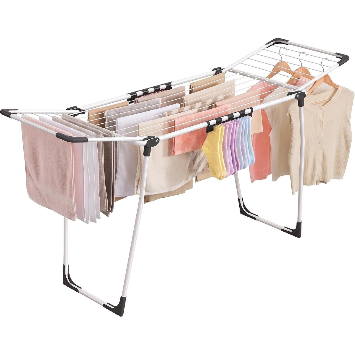 Flügelwäscheständer 18 m Trockenfläche 18 kg Mattweiss von Songmics