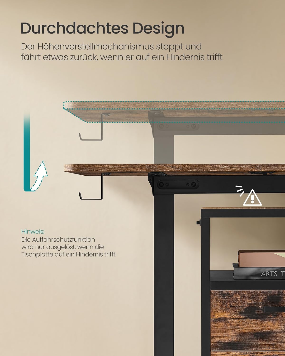Schreibtisch elektrisch höhenverstellbar 120x60 cm Braun von guteszeug.ch