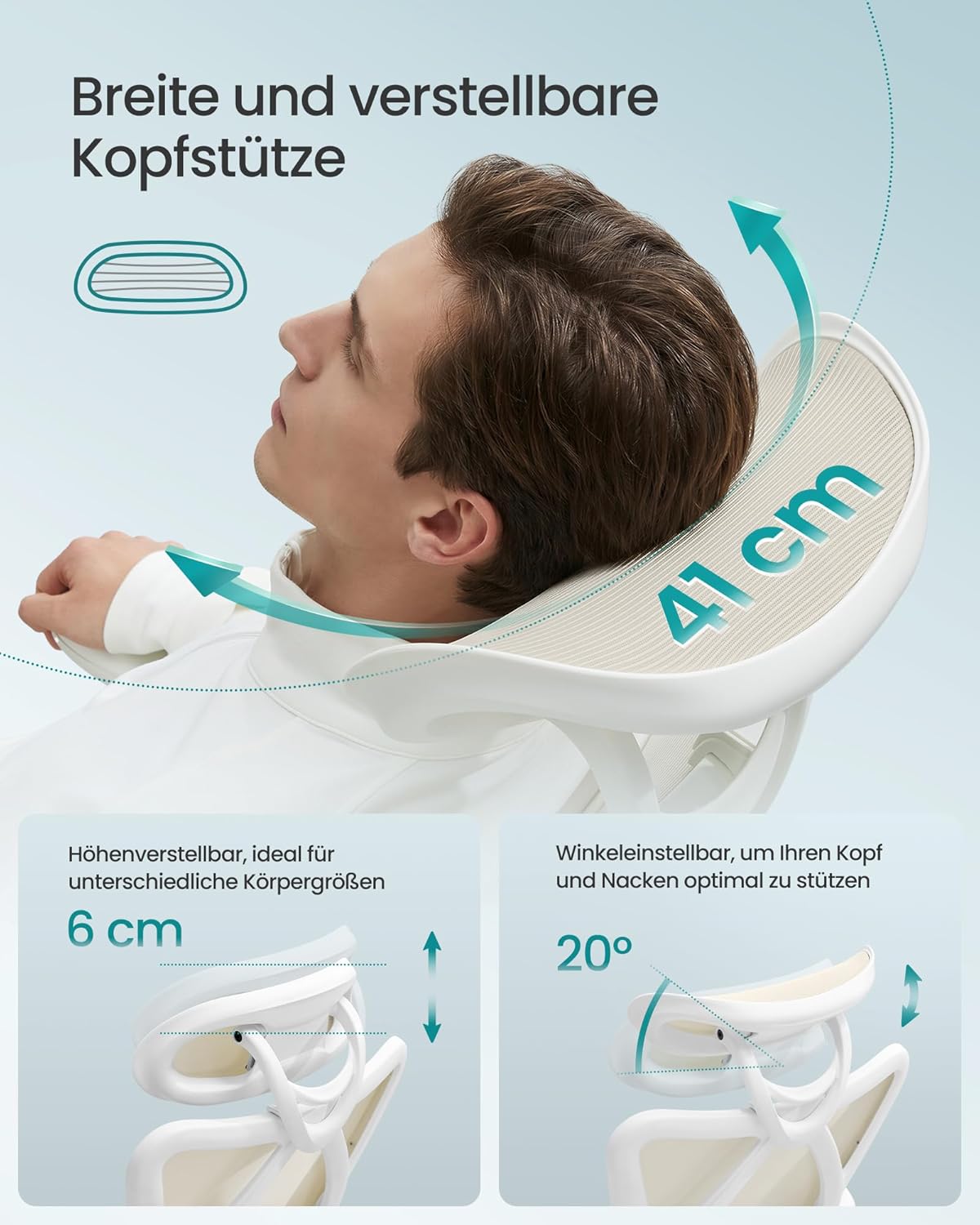 Ergonomischer Bürostuhl Netz höhenverstellbar bis 150 kg von Songmics