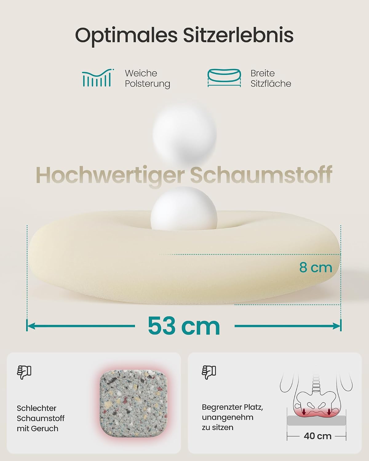 Bürostuhl ergonomisch mit Armlehnen Taubengrau von Songmics