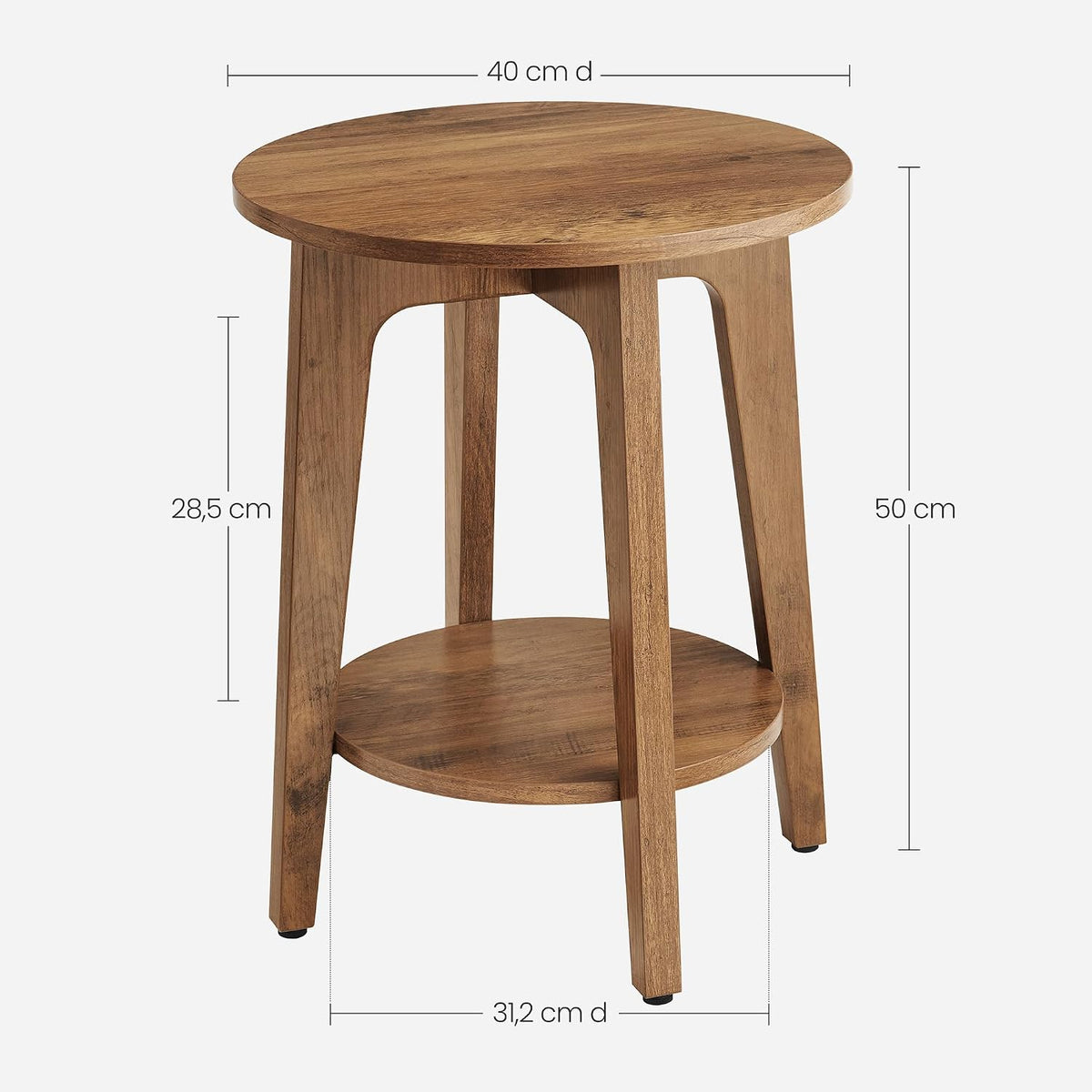 Beistelltisch rund 40x40x50 cm 2 Ebenen Honigbraun von Songmics
