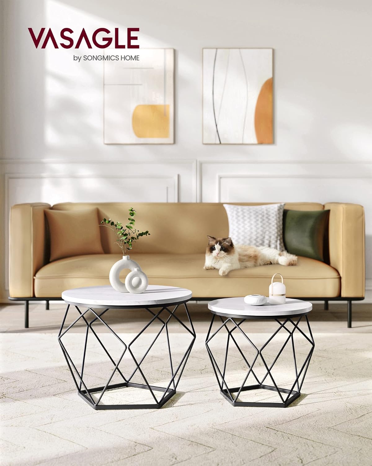 Couchtisch rund 2er Set abnehmbar Marmor Wohnzimmer von guteszeug.ch