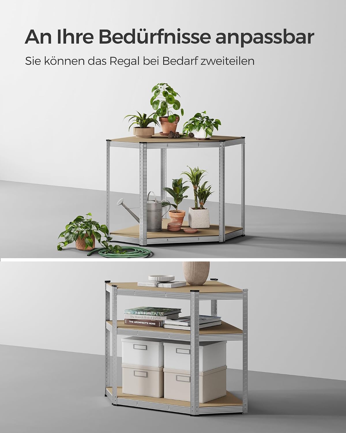 Eckregal 70x70x180 cm Schwerlastregal 875 kg Silber von Songmics