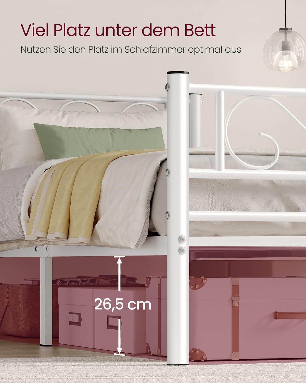 Doppelbettgestell 140x190 cm Metallbett Cloudweiss von Songmics
