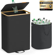 Recyclingbehälter 26,4 Gallonen Schwarz Bambus von Songmics