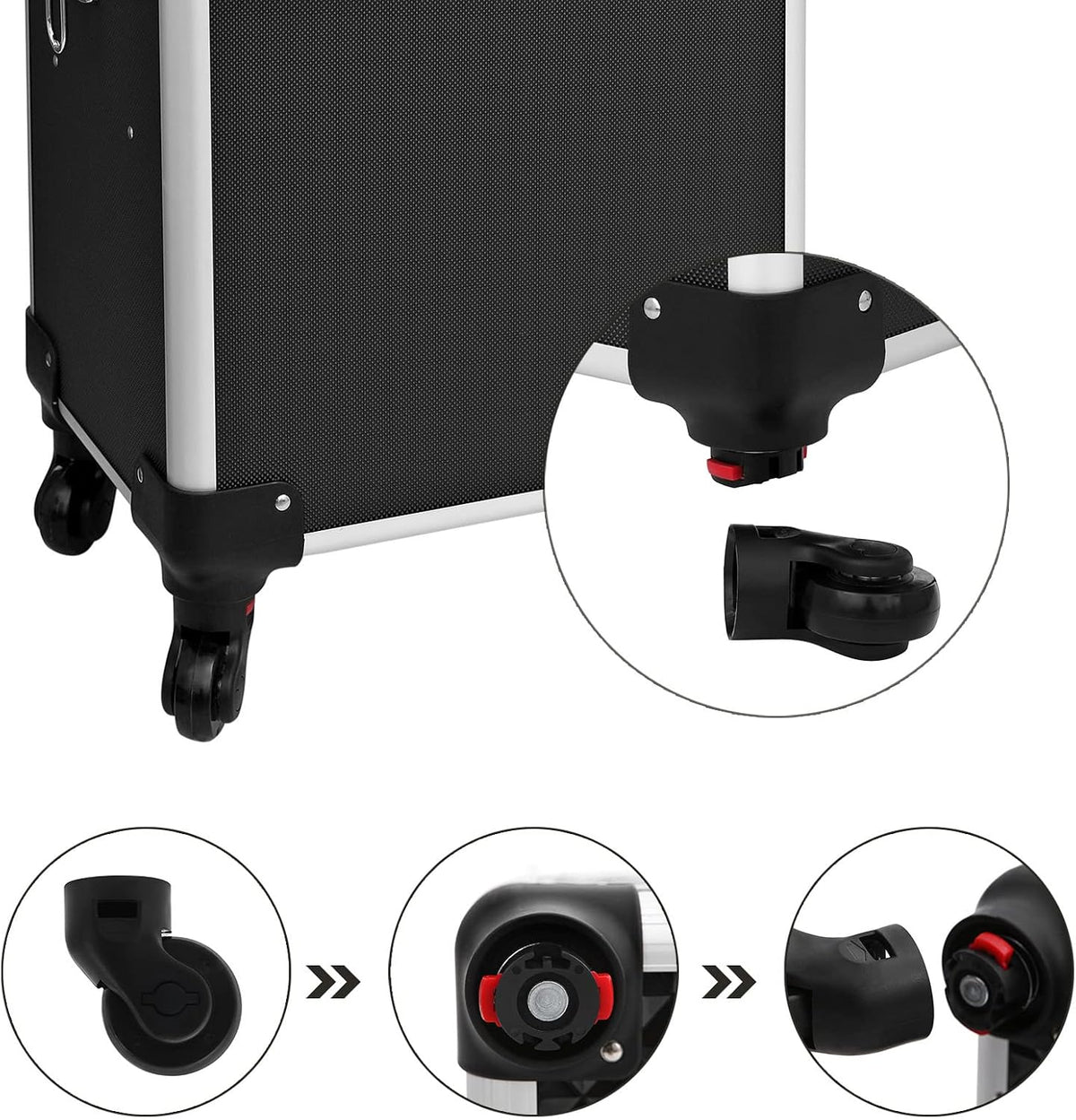 Beauty-Trolley Kosmetikkoffer 3 Ebenen 4 Rollen Schwarz von Songmics