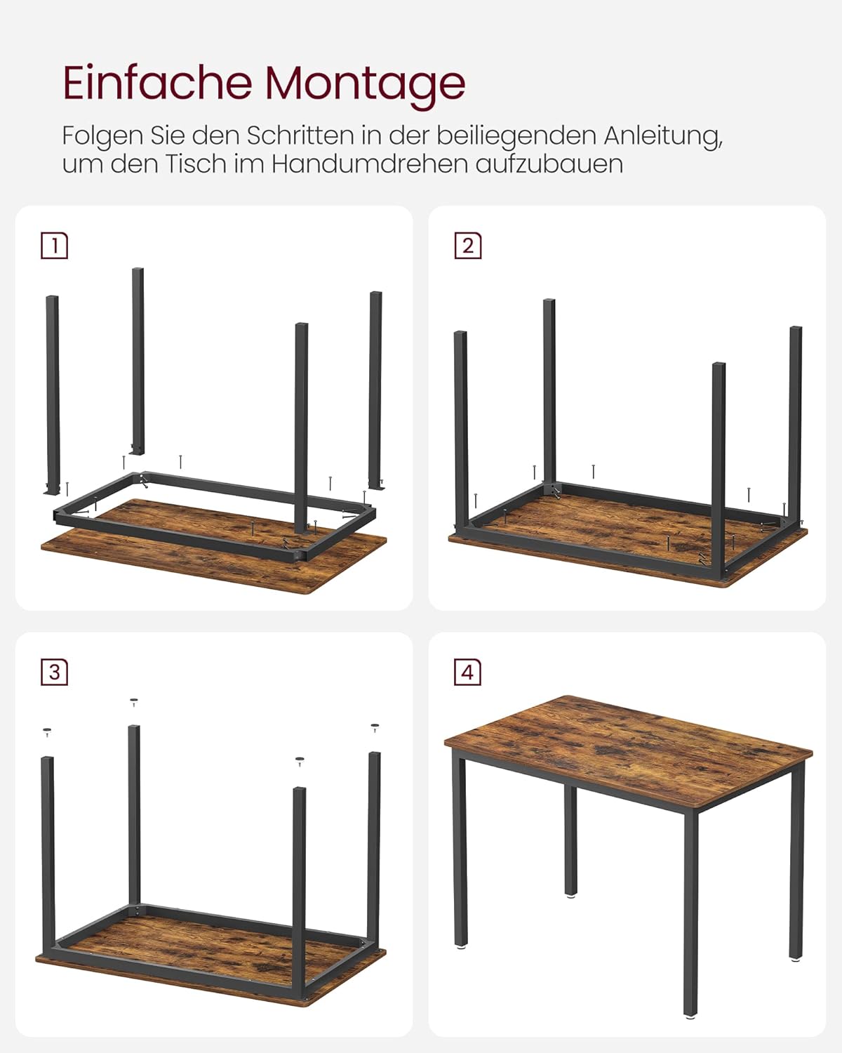 Esstisch 110x70cm Industrie Design für 4 Personen vintagebraun von Songmics