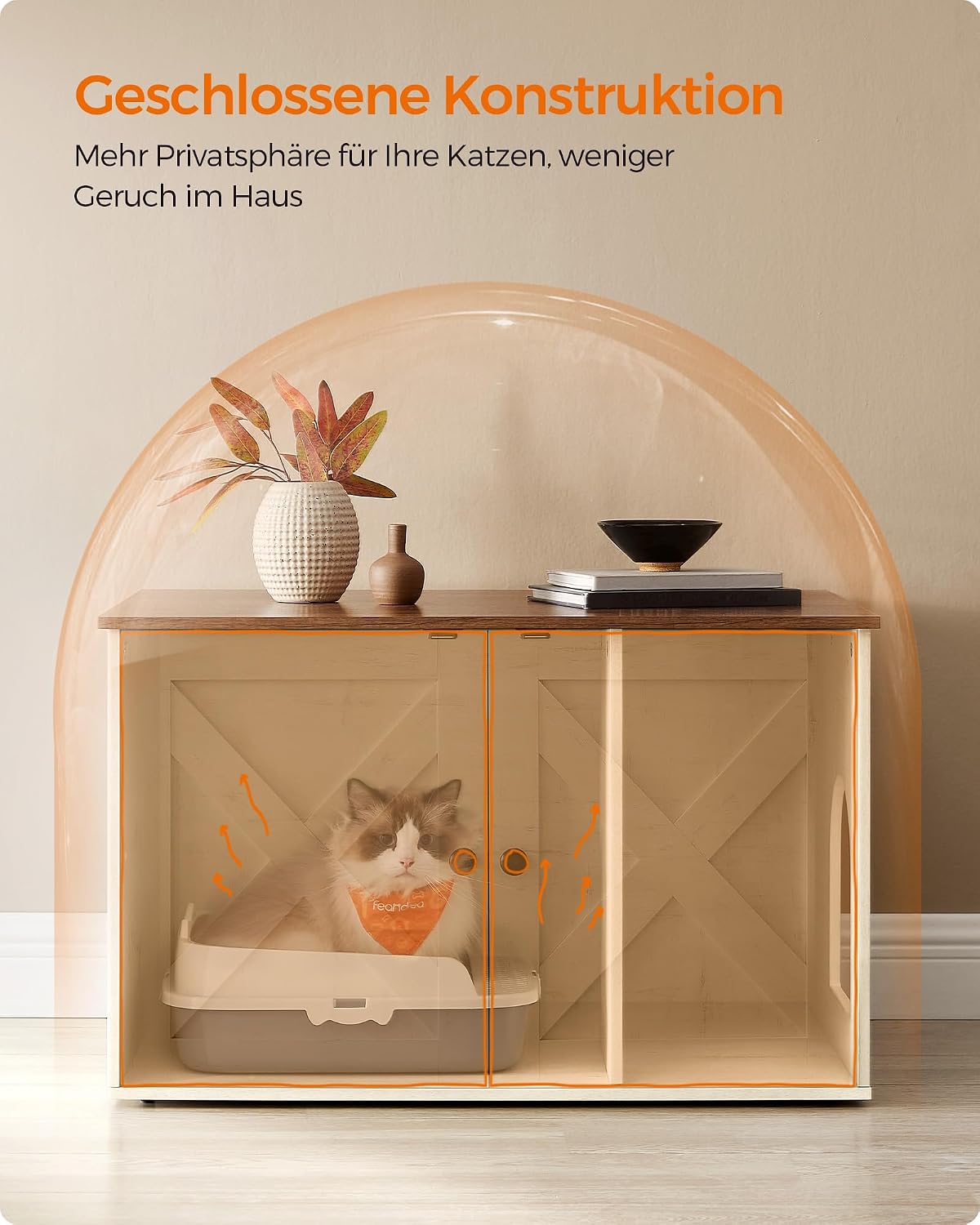 Katzentoilettenschrank Katzenhaus 80x53x50 cm Braun von Songmics