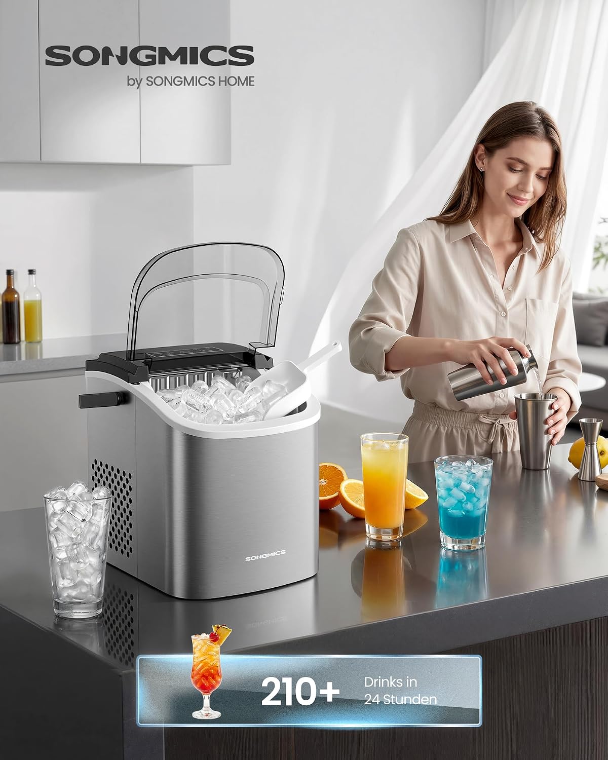 Eiswürfelmaschine 12 kg/24 h 2 Grössen Silber von Songmics