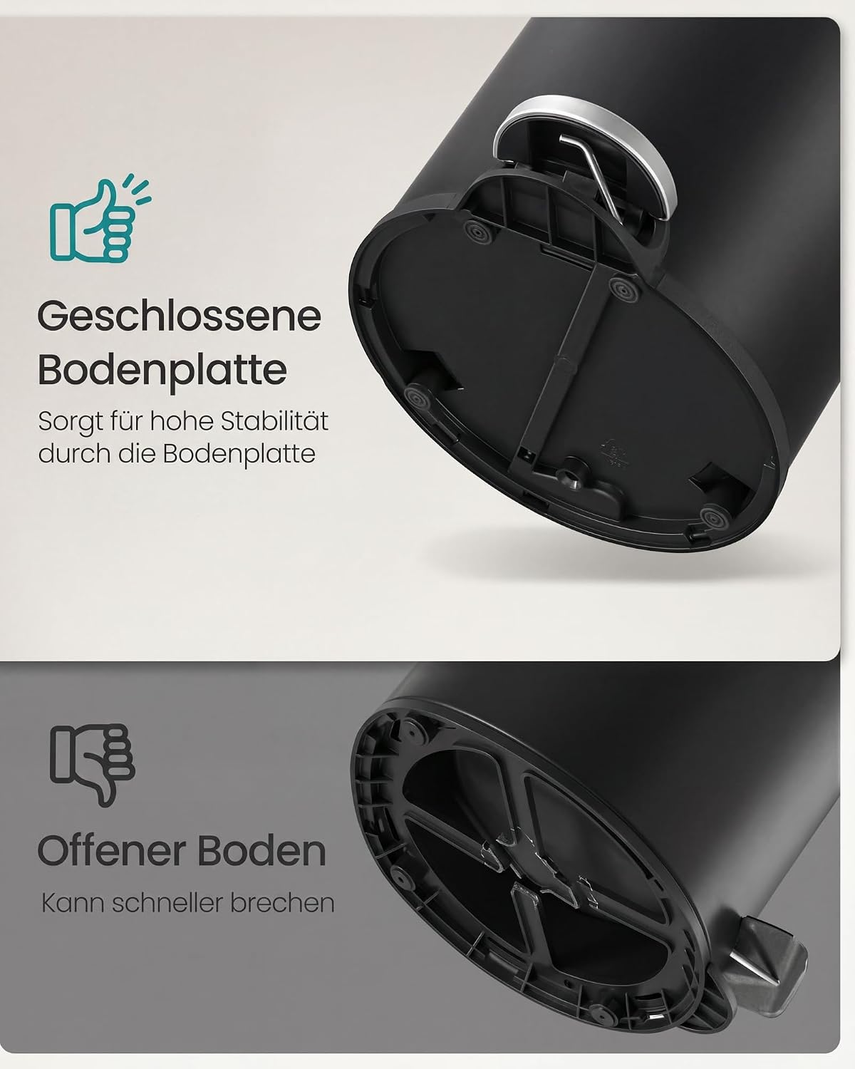 Badezimmereimer 3 l Kosmetikeimer Soft-Close Schwarz von Songmics