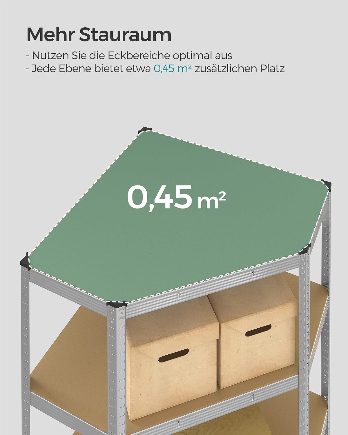 Eckregal 70x70x180 cm Schwerlastregal 875 kg Silber von Songmics