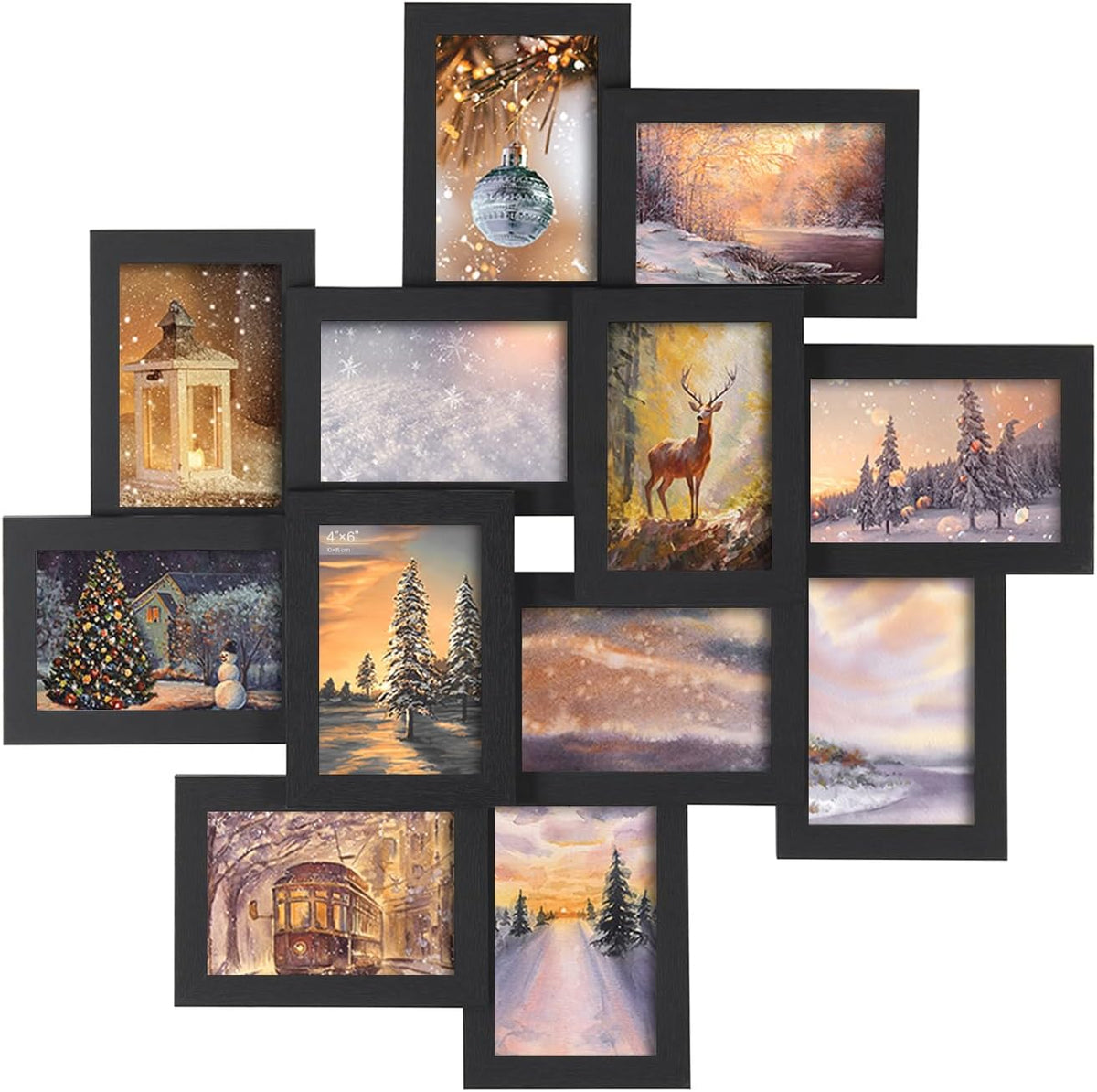 Fotocollage Bilderrahmen 12 Fotos 10x15 cm Eschenschwarz von Songmics
