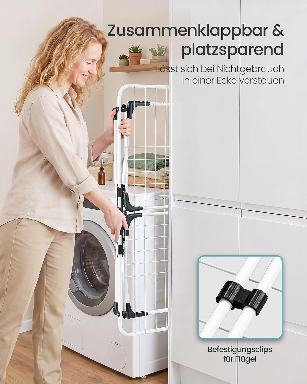 Flügelwäscheständer 18 m Trockenfläche 18 kg Mattweiss von Songmics