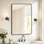 Wandspiegel 91x61 cm rechteckig Aluminium Schwarz von Songmics