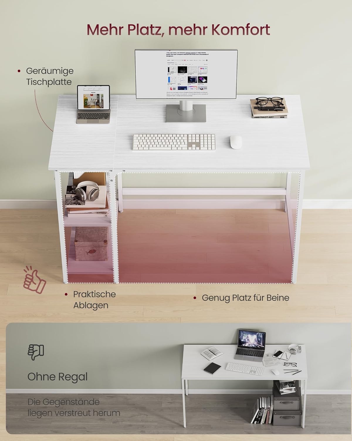 Computertisch 120x60x76 cm Bürotisch Schreibtisch Ahorn von Songmics