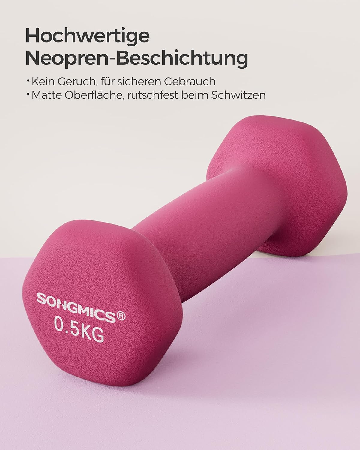 Kurzhantelset 2 x 0,5 kg Neopren Hanteln Pink Violett von Songmics