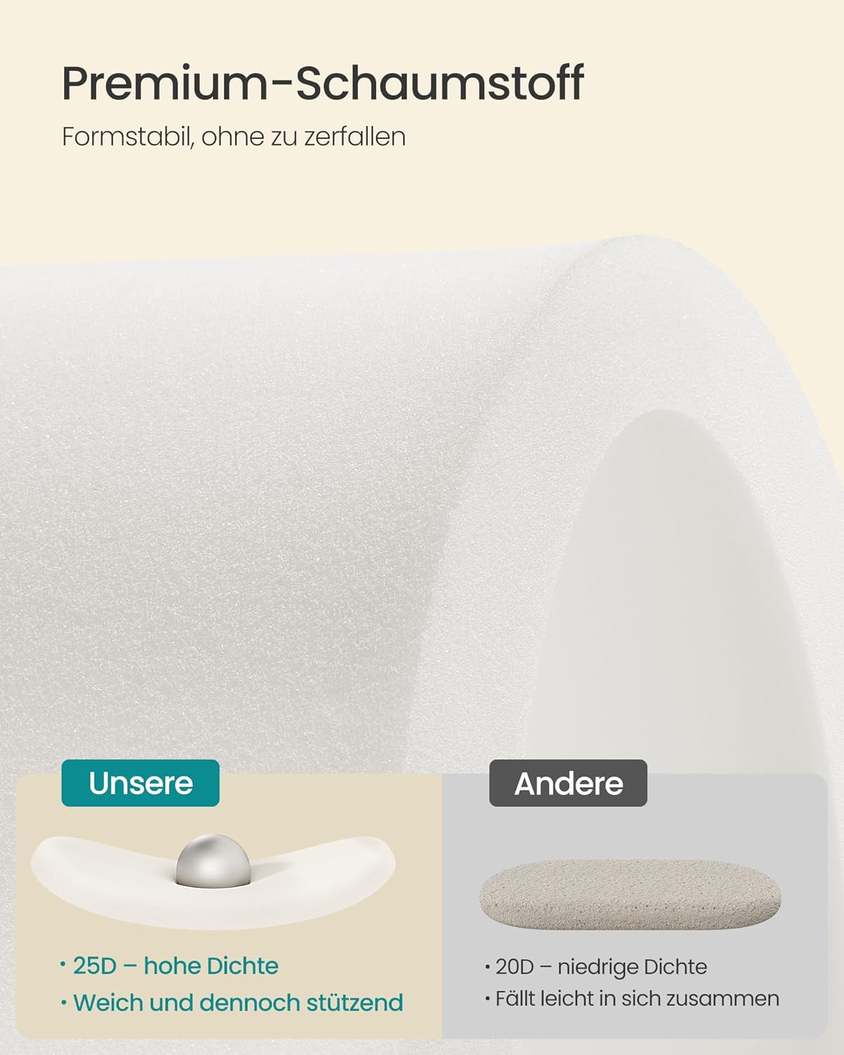 Sitzbank mit Stauraum Samt cremeweiß 110L faltbar 110cm von Songmics
