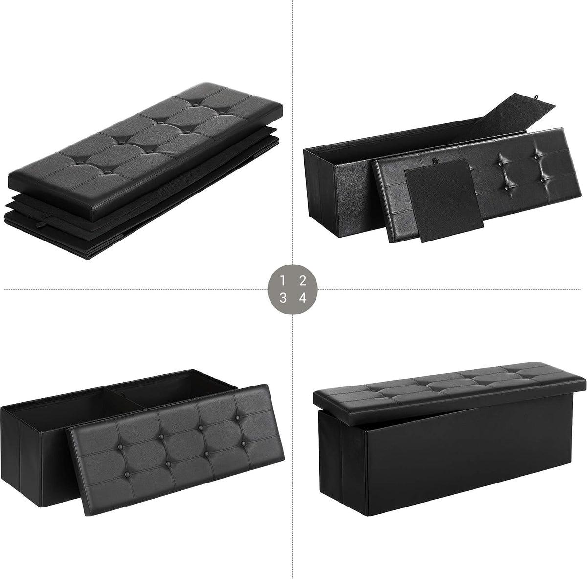 Aufbewahrungsbank 110x38x38 cm Sitztruhe Schwarz von Songmics
