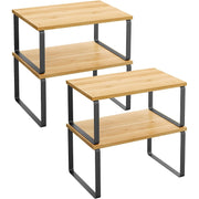 Küchenregal 4er Set Bambus Metall Gewürzregal Organizer von Songmics