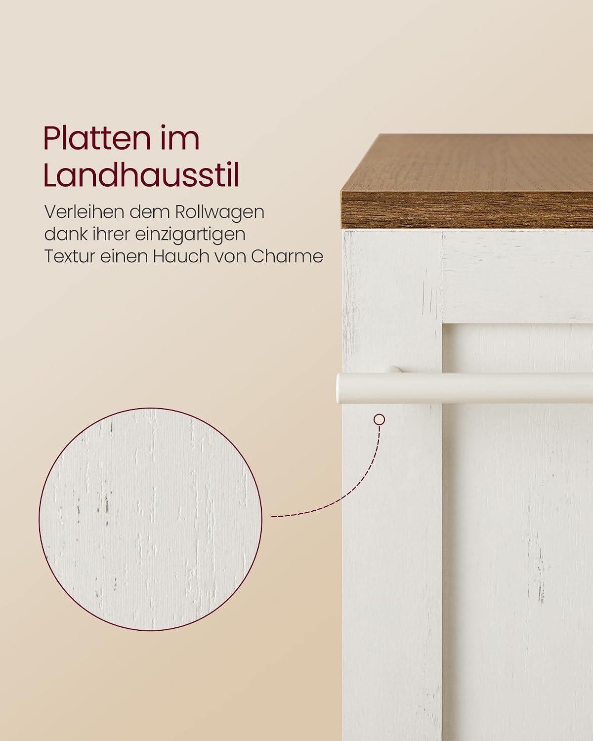 Aufbewahrungswagen 4 Etagen 40x15x86,5 cm Weiss von Songmics
