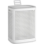 Wäschekorb 75 l mit Deckel 42,5x33x57 cm Weiss Grau von Songmics