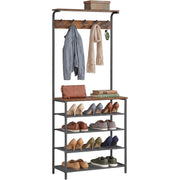 Garderobe Kleiderständer Schuhregal 68x31x183 cm Braun von Songmics
