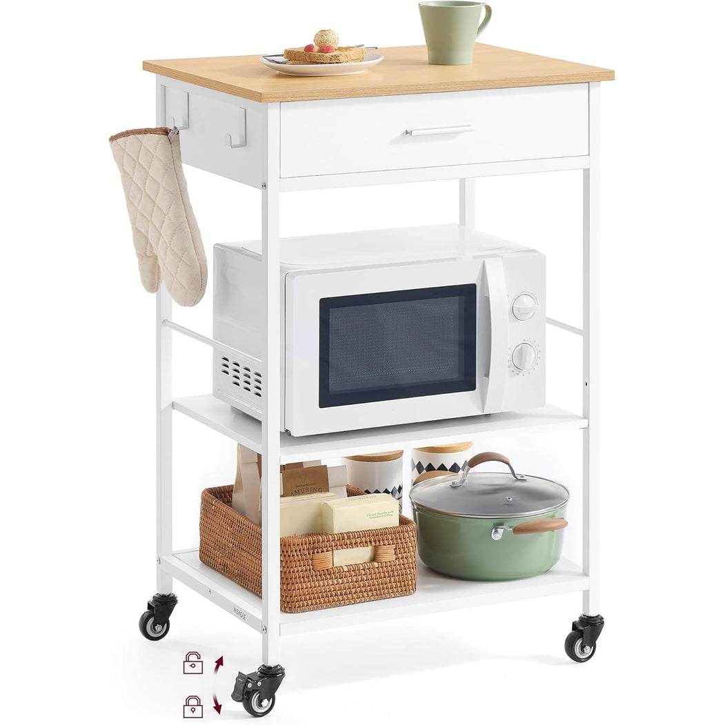 Küchenwagen 60x45x90 cm Rollwagen mit Schublade Weiss von Songmics
