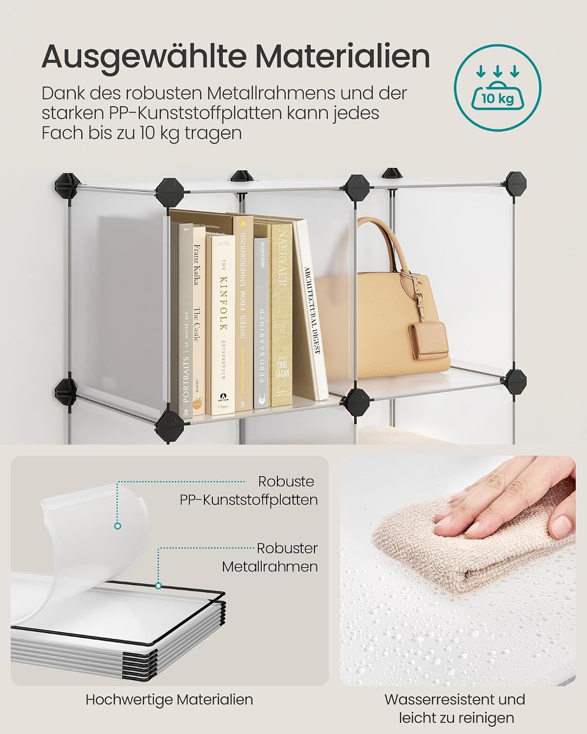 Kunststoffschrank 12 Fächer 93x31x123 cm Weiss von Songmics