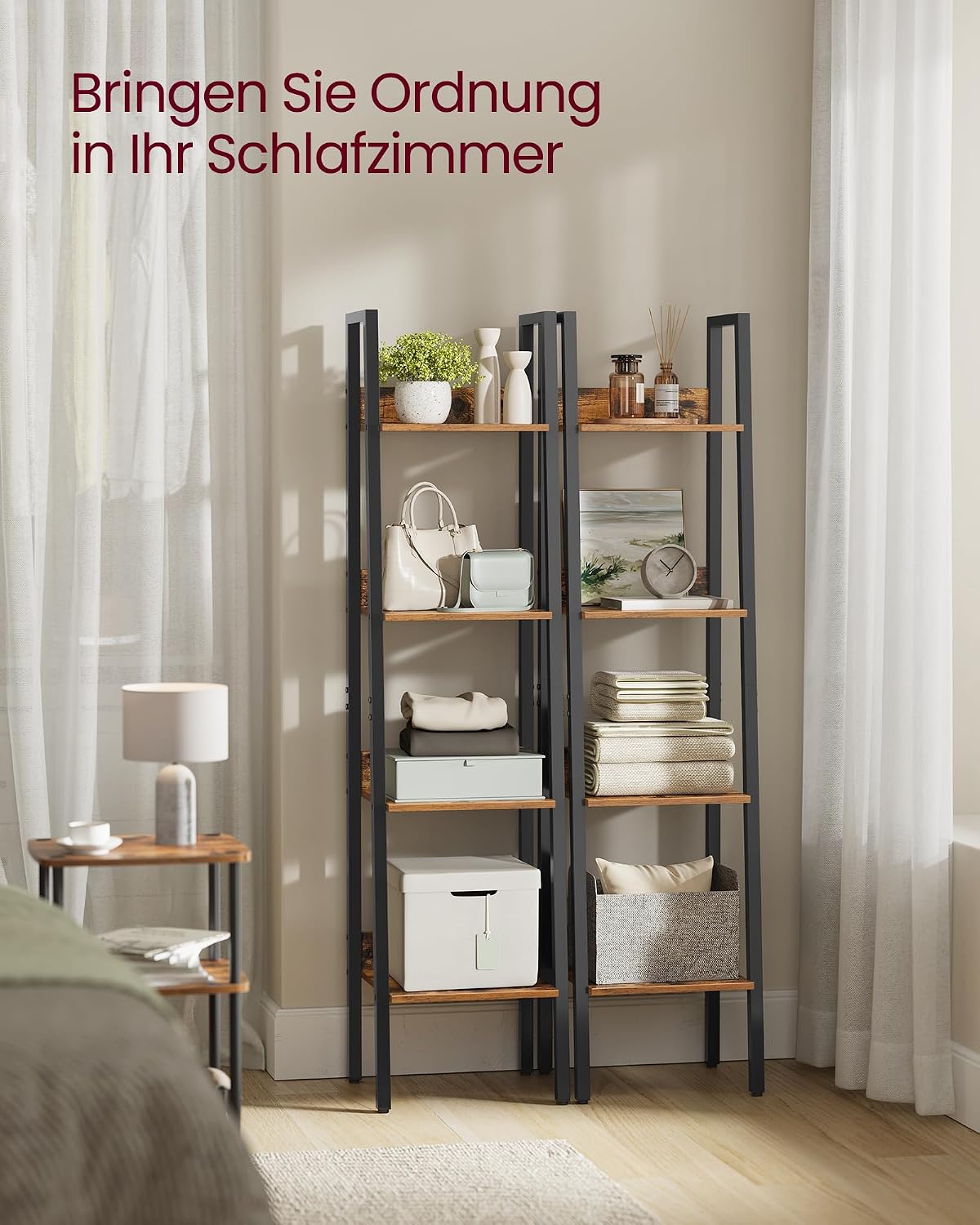Leiterregal 4 Ebenen Vintagebraun 33,8x30x140 cm von Songmics