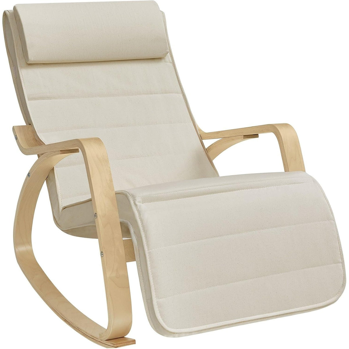 Schaukelstuhl 121,5x67x84 cm Birkenholz Blau Weiss von Songmics