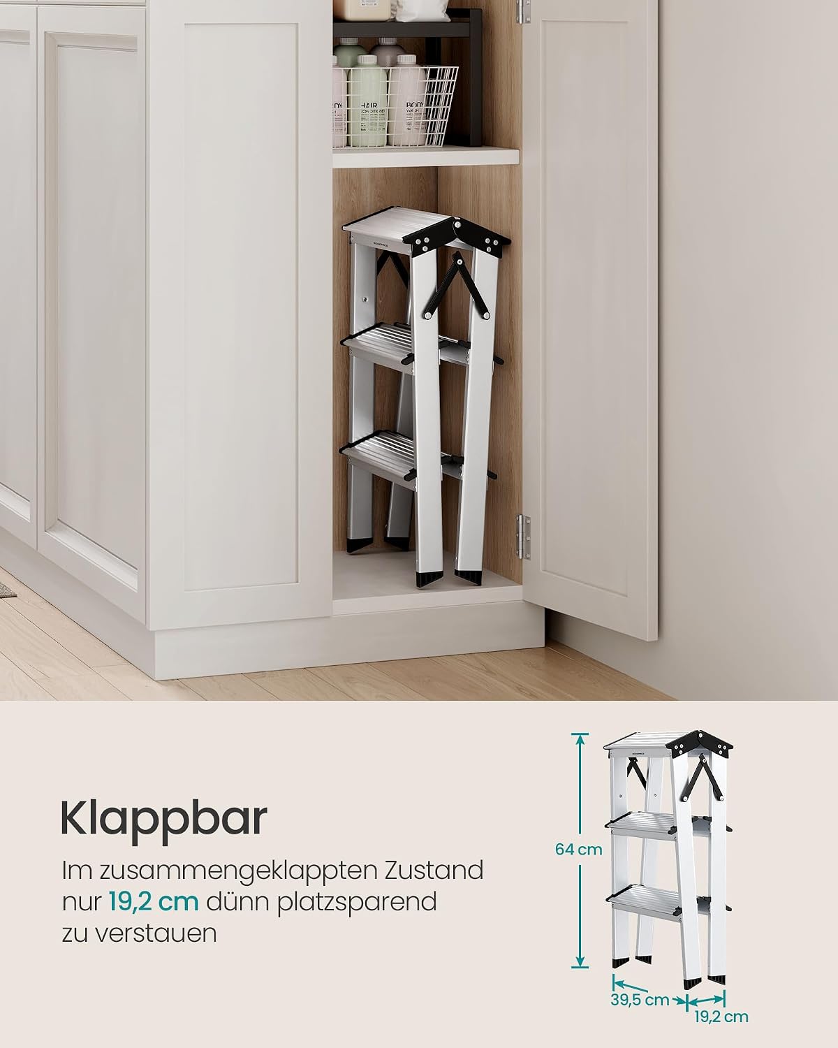 Klappbare Doppelstufenleiter 2 x 3 Stufen Aluminium von Songmics