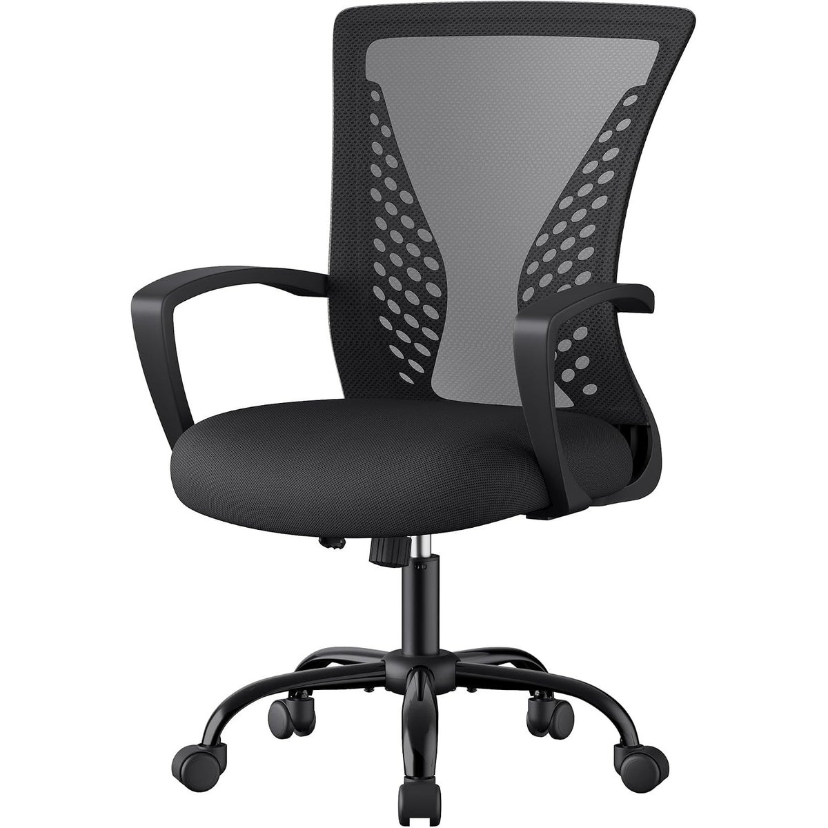Bürostuhl ergonomisch Netzstuhl mit Wippfunktion Schwarz von Songmics